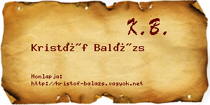 Kristóf Balázs névjegykártya