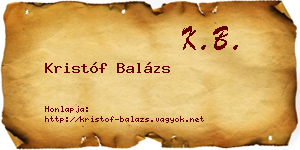 Kristóf Balázs névjegykártya